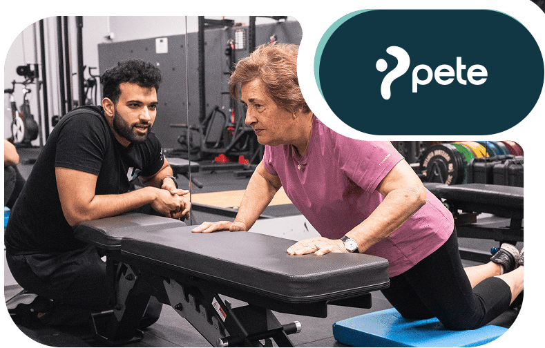 Pete Health coach working with a client at the studio